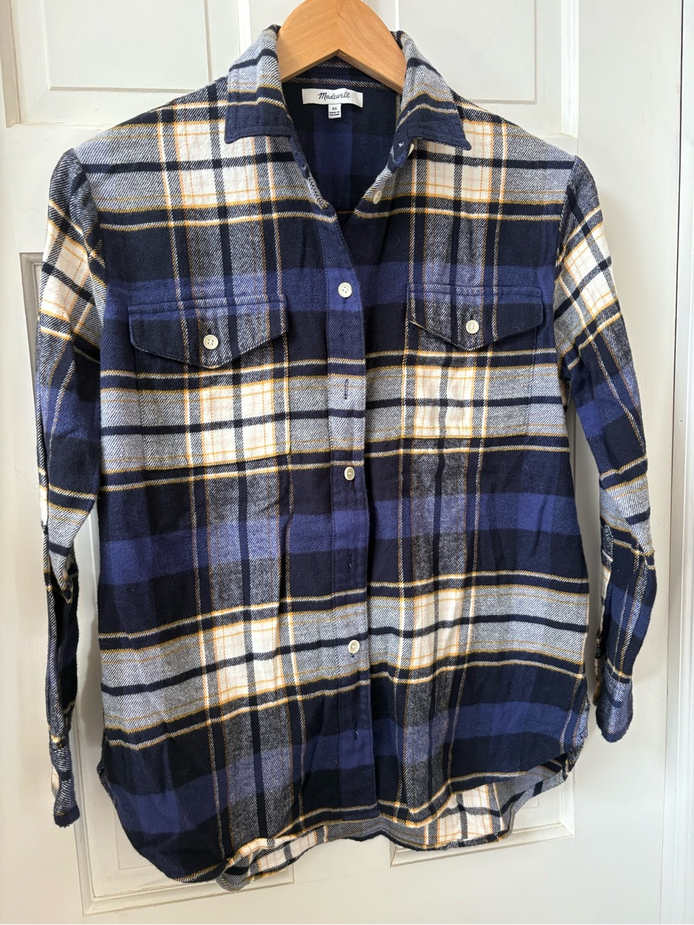 Madewell Navy, Black & White Plaid Flannel Shirt